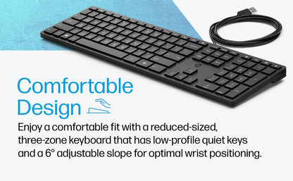 Lot x 100 HP Smart 320K Slim Wired Keyboard 108 Keys QWERTY Black L95712-001