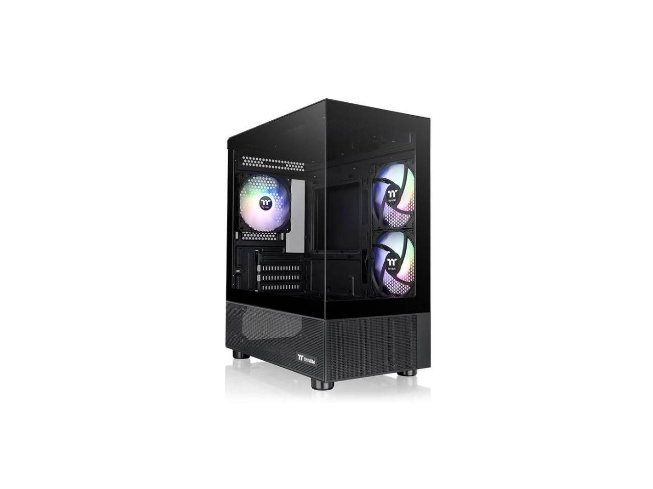 View 170 TG ARGB Black Micro-ATX Case; 3x120mm ARGB Fans included; Supports Up t