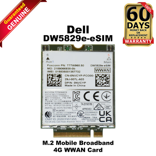 Dell Latitude 7410 DW5829e 4G LTE WWAN Card eSIM M.2 Mobile Broadband NVCYP