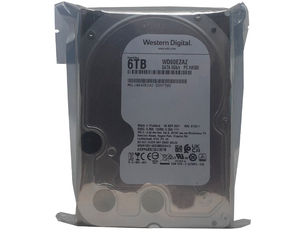 Western Digital 6TB 256MB SATA 6Gb/s 3.5" WD60EZAZ Internal Hard Drive