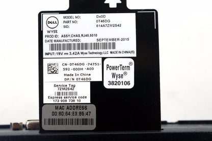 Genuine Dell Wyse Wireless Dx0D 5010 D10D T48E DC 1.4GHz RJ-45 T46DG+Device Only