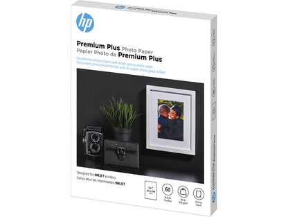 HP Premium Plus Glossy Photo Paper | 60 Sheets | 5 x 7 in | CR669A