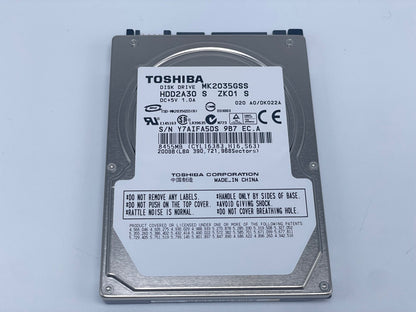 Toshiba MK2035GSS SATA 200GB HDD2A30 4200 RPM 2.5 in 8GB Cache Notebook HDD