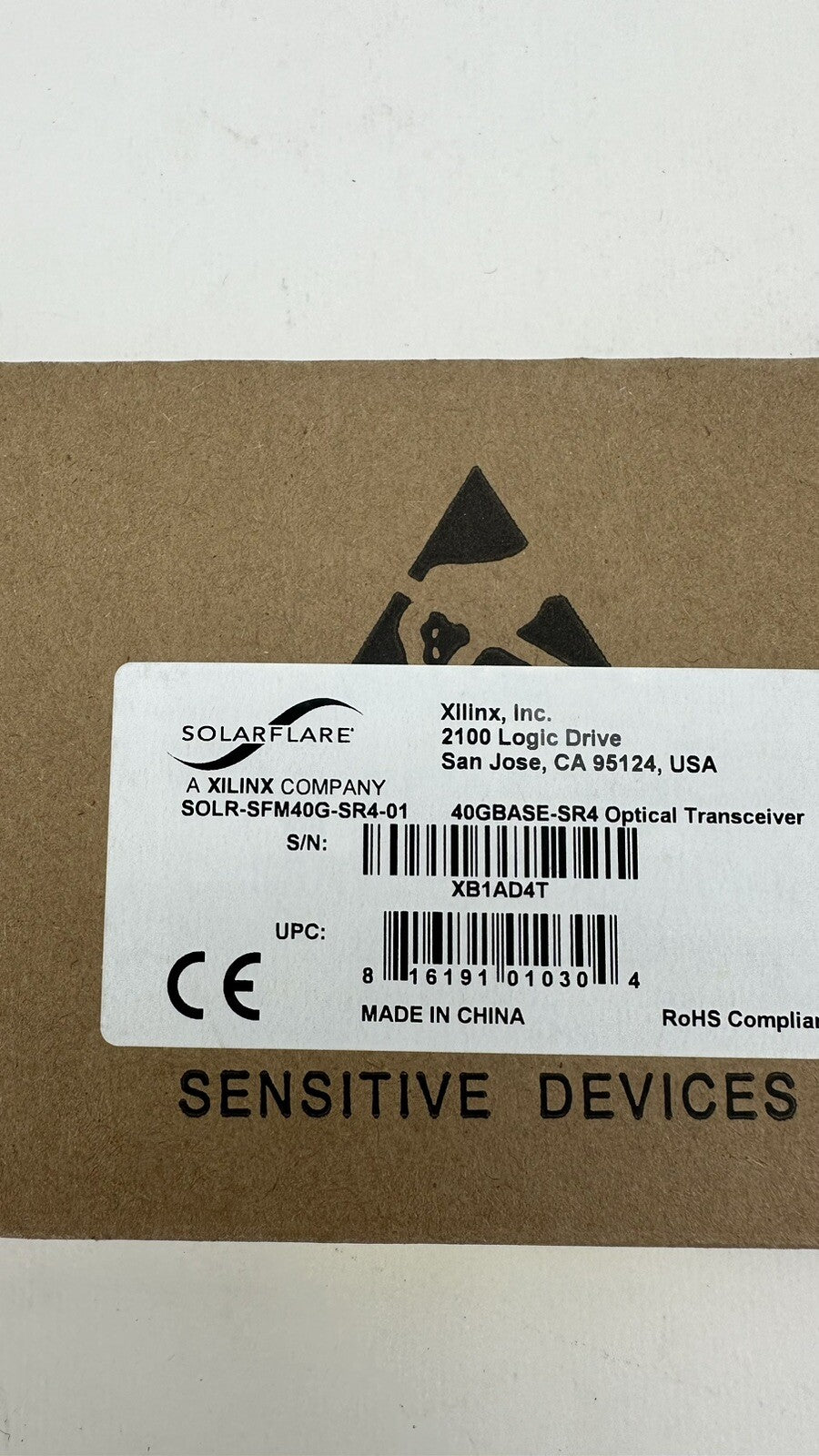Solarflare 40GBASE-SR4 850nm QSFP+ Optical Transceiver SOLR-SFM40G-SR4-01 40G