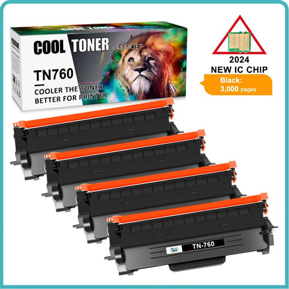 4 PK TN760 Toner for Brother HL-L2370DW L2350DW DCP-L2550D MFC-L2750DW L2710DW