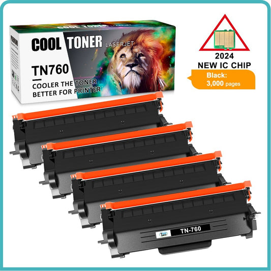 4 PK TN760 Toner for Brother HL-L2370DW L2350DW DCP-L2550D MFC-L2750DW L2710DW