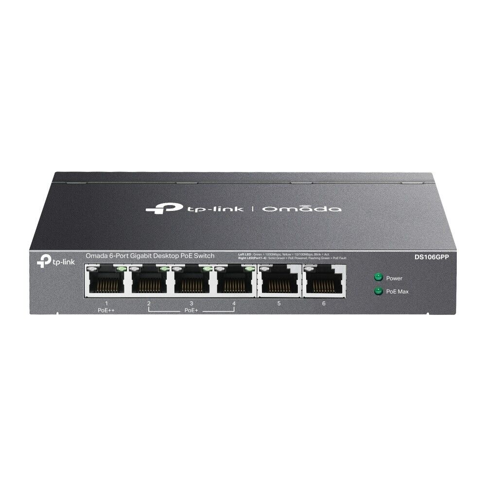 TP-Link DS106GPP | Omada 6-Port Gigabit Unmanaged PoE++ Desktop Switch |