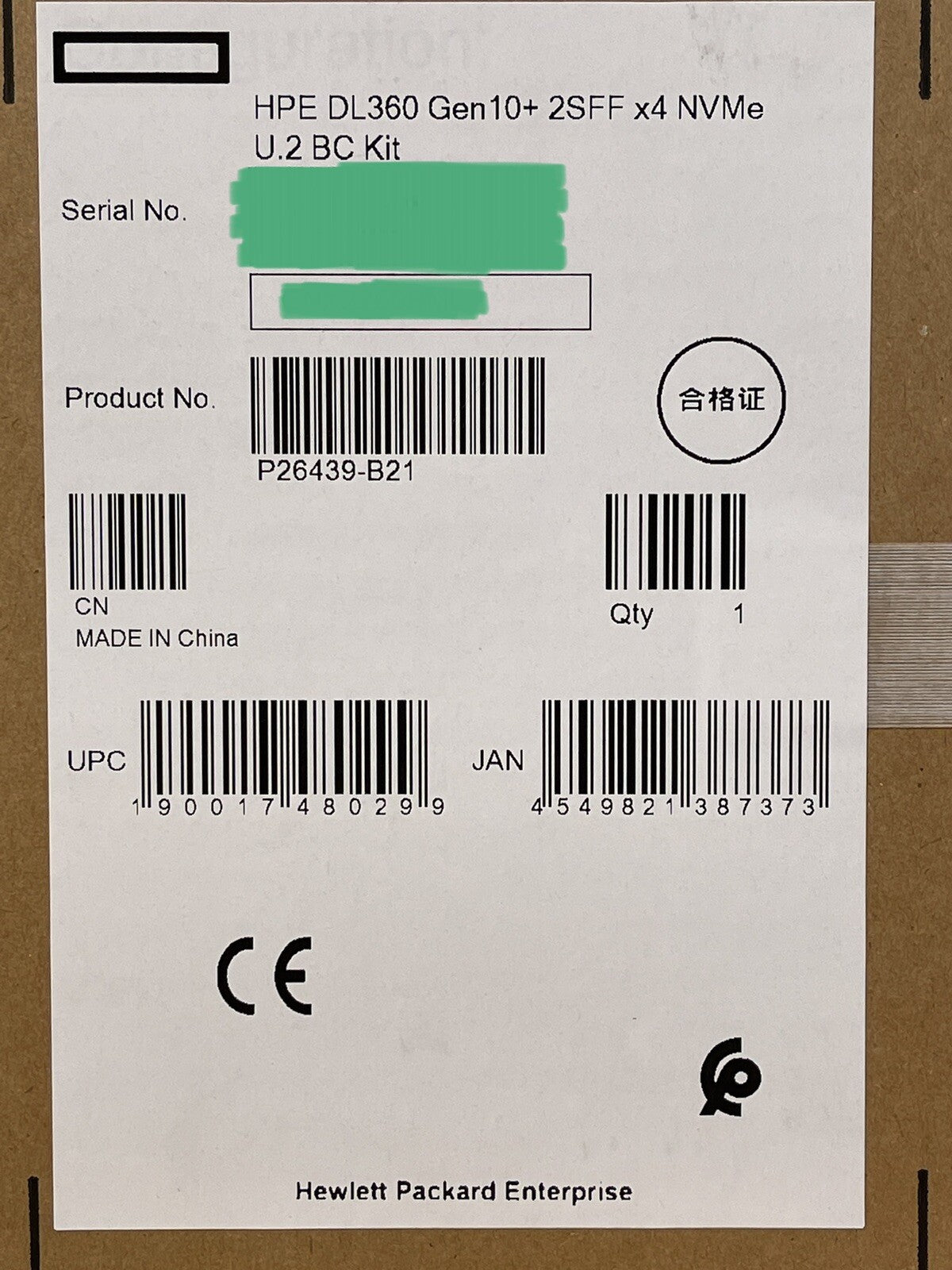 HPE DL360 Gen10+ Plus 2SFF x4 U.2 BC Parts Kit Cage+Backplane+Power+Signal Cable