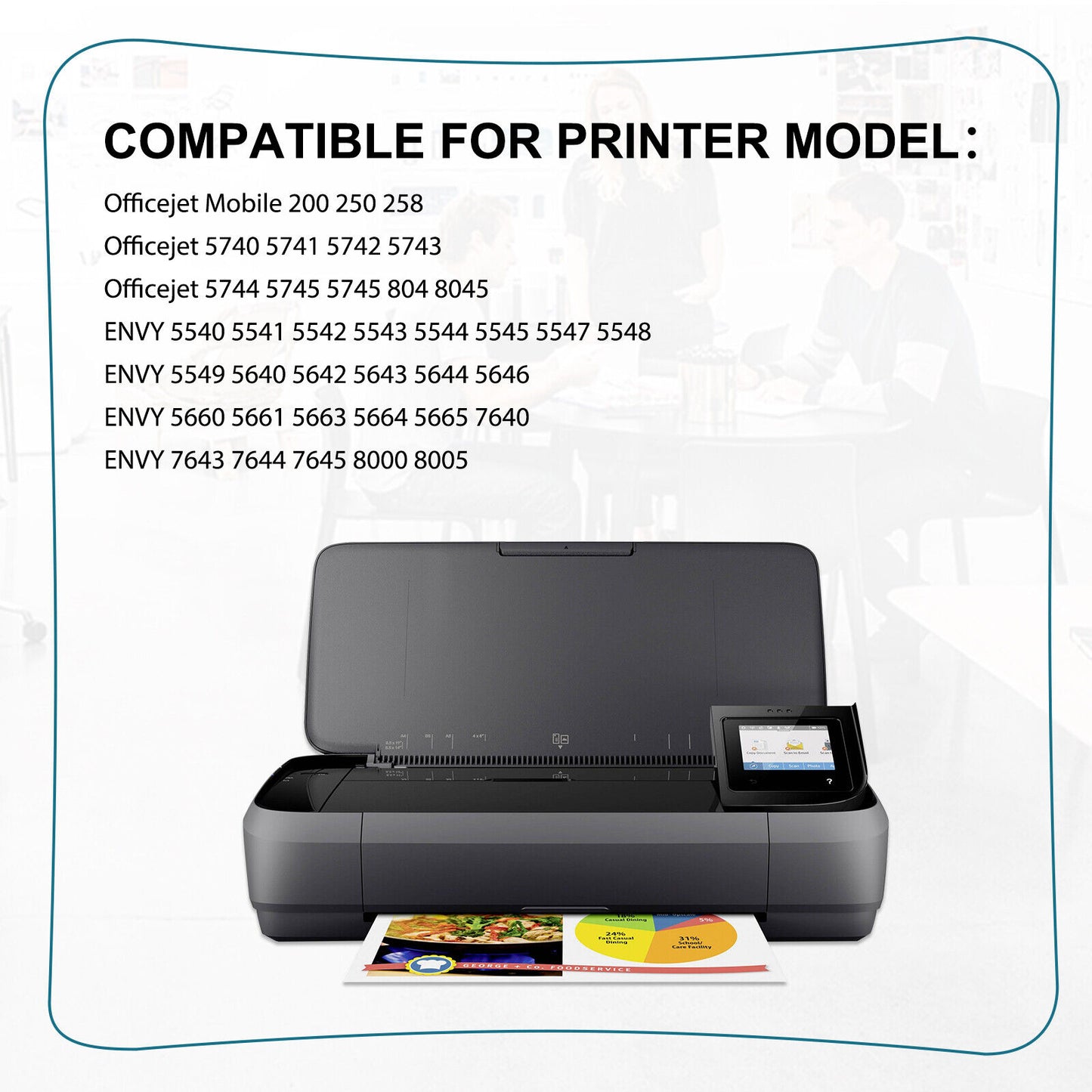 2PK 62XL Color Ink Cartridge for HP ENVY 7640 5540 5640 5660 5740 8000 62 XL