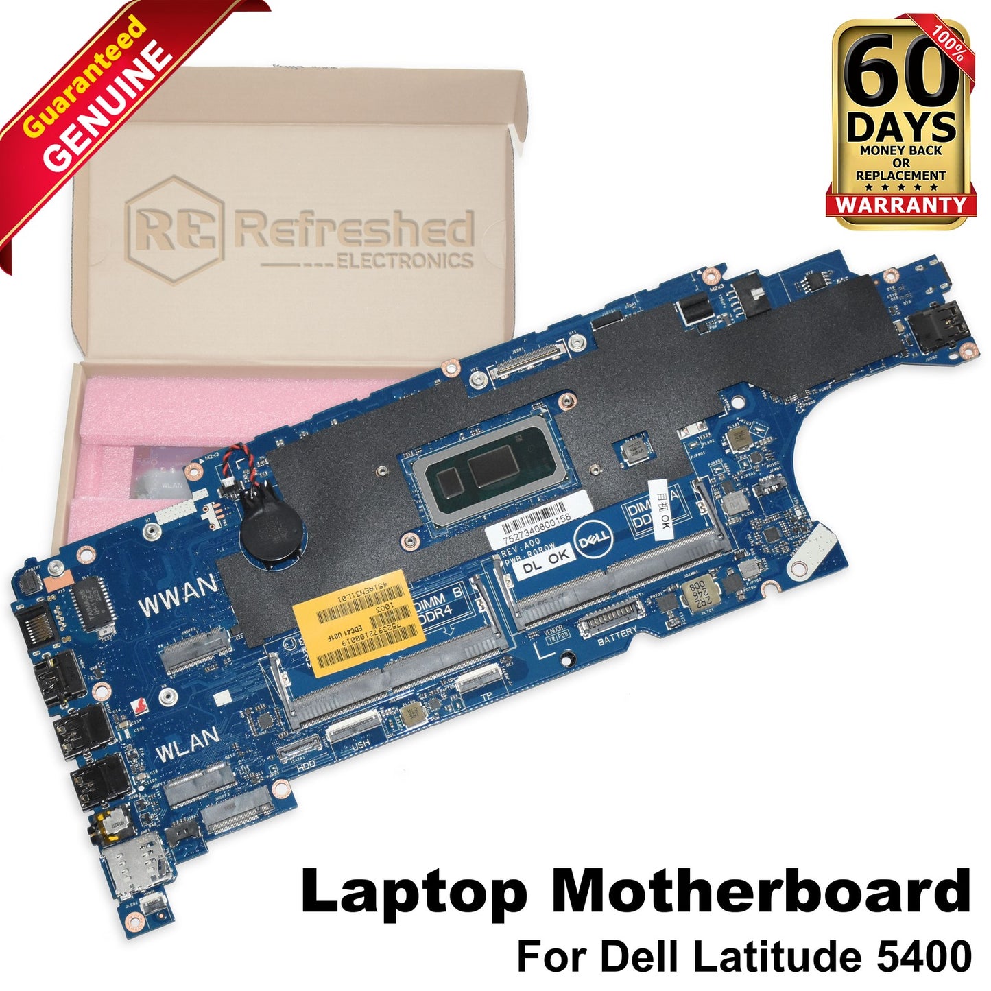 Dell Latitude 5400 Laptop Motherboard Core i5-8365U 1.6GHz EDC41 LA-G892P 5T75M