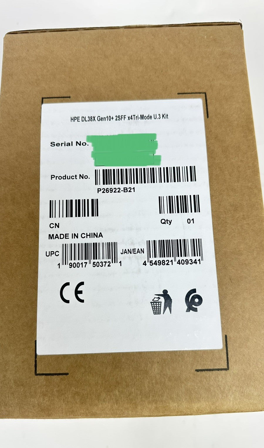 HPE DL38x Gen10 Plus&V2 2SFF x4 Tri-mode Front/Rear Tertiary Drive Cage Kit U.3