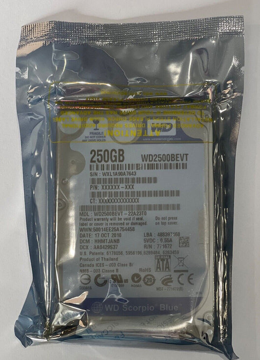 WESTERN DIGITAL SCORPIO BLUE 250GB INTERNAL 5400RPM 2.5" (WD2500BEVT) HDD