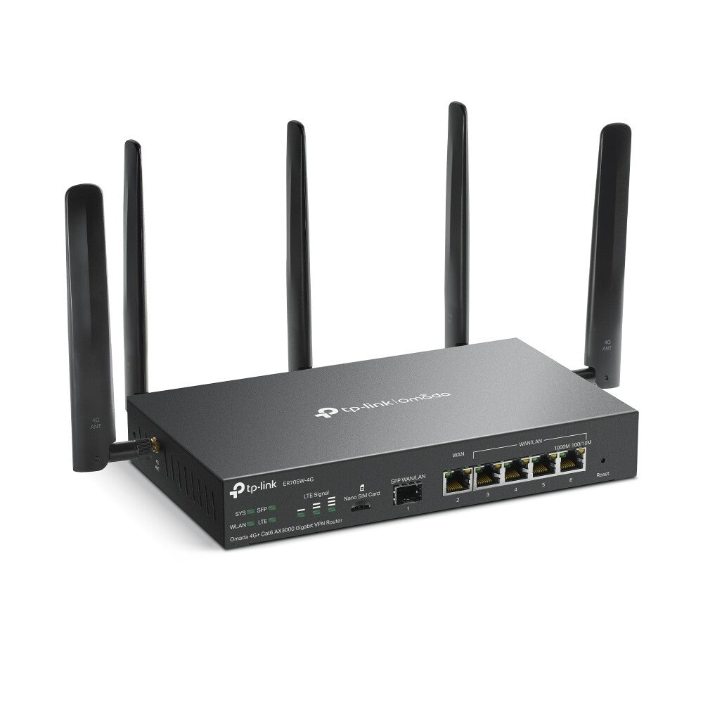 TP-Link ER706W-4G | Omada 4G+ Cat6 AX3000 Wireless Gigabit Multi-WAN VPN Router
