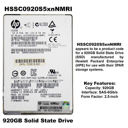 HP HSSC0920S5xnNMRI 920GB MLC SAS 6Gbps 2.5" SFF Solid State Drive 0B30149 (NOT FOR HOME PC)