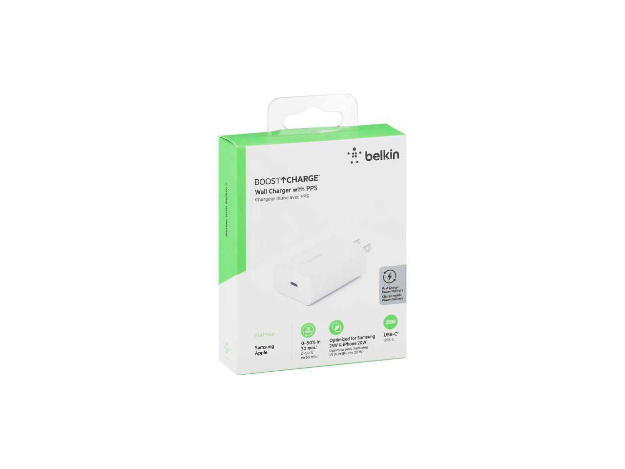 Belkin 25-Watt USB-C Wall Charger, Power Delivery PPS Fast Charging for Apple iP