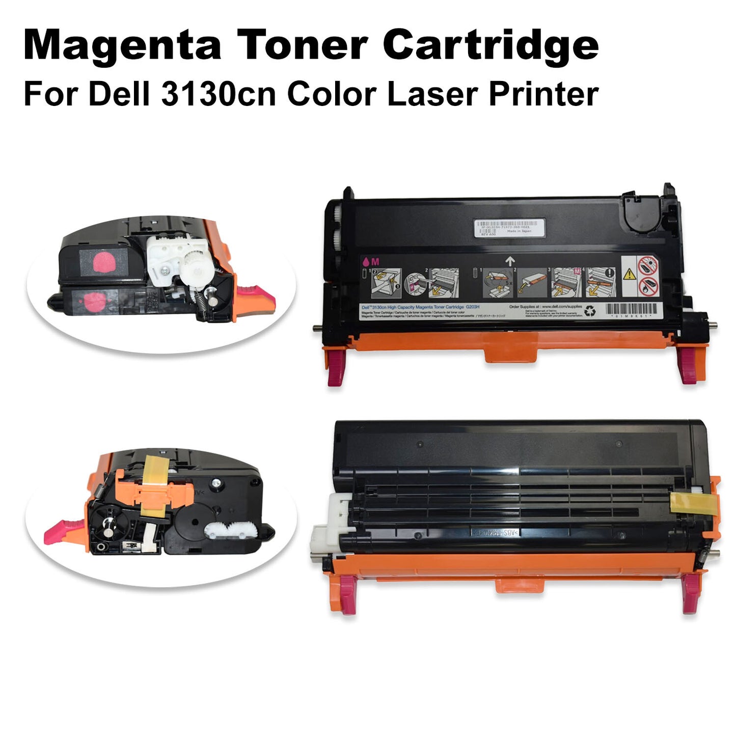 Genuine Dell 3130CN Laser Printer 9000 Yield Toner Cartridge MAGENTA G203H H514C