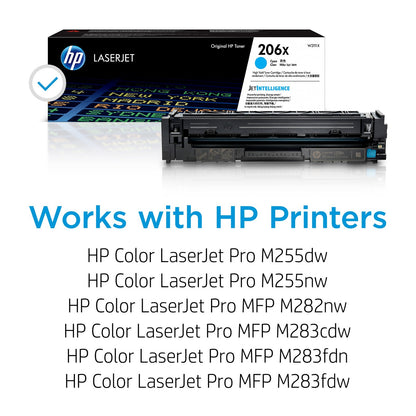 HP 206X High Yield Cyan Original LaserJet Toner Cartridge, ~2,450 pages, W2111X
