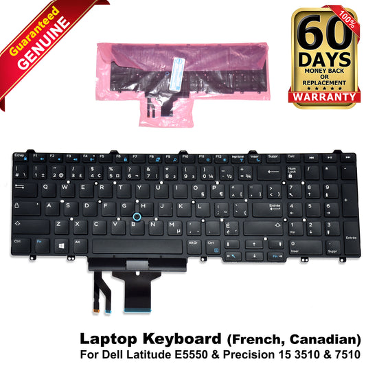 Dell Latitude E5550 Precision 15 3510 7510 French Canadian Laptop Keyboard YM0K9