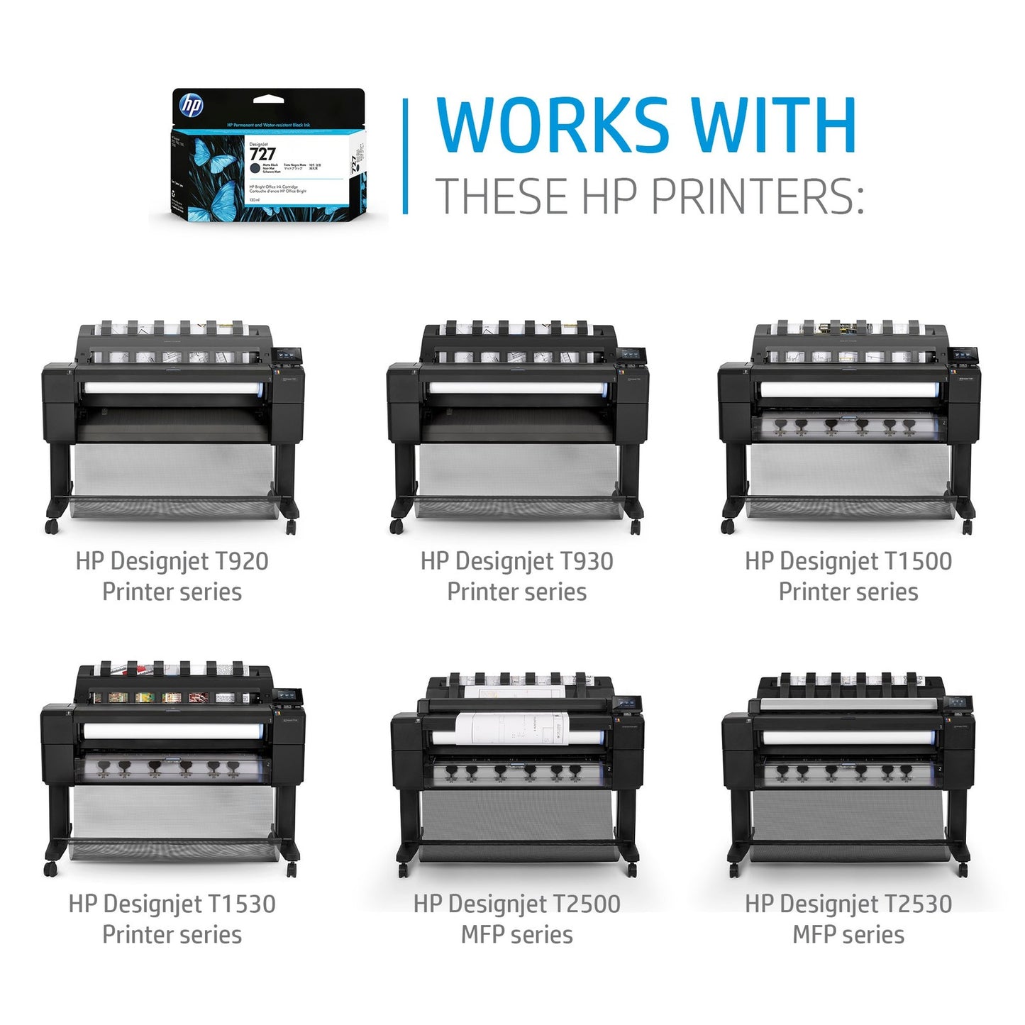 HP 727 300-ml Gray DesignJet Ink Cartridge, F9J80A
