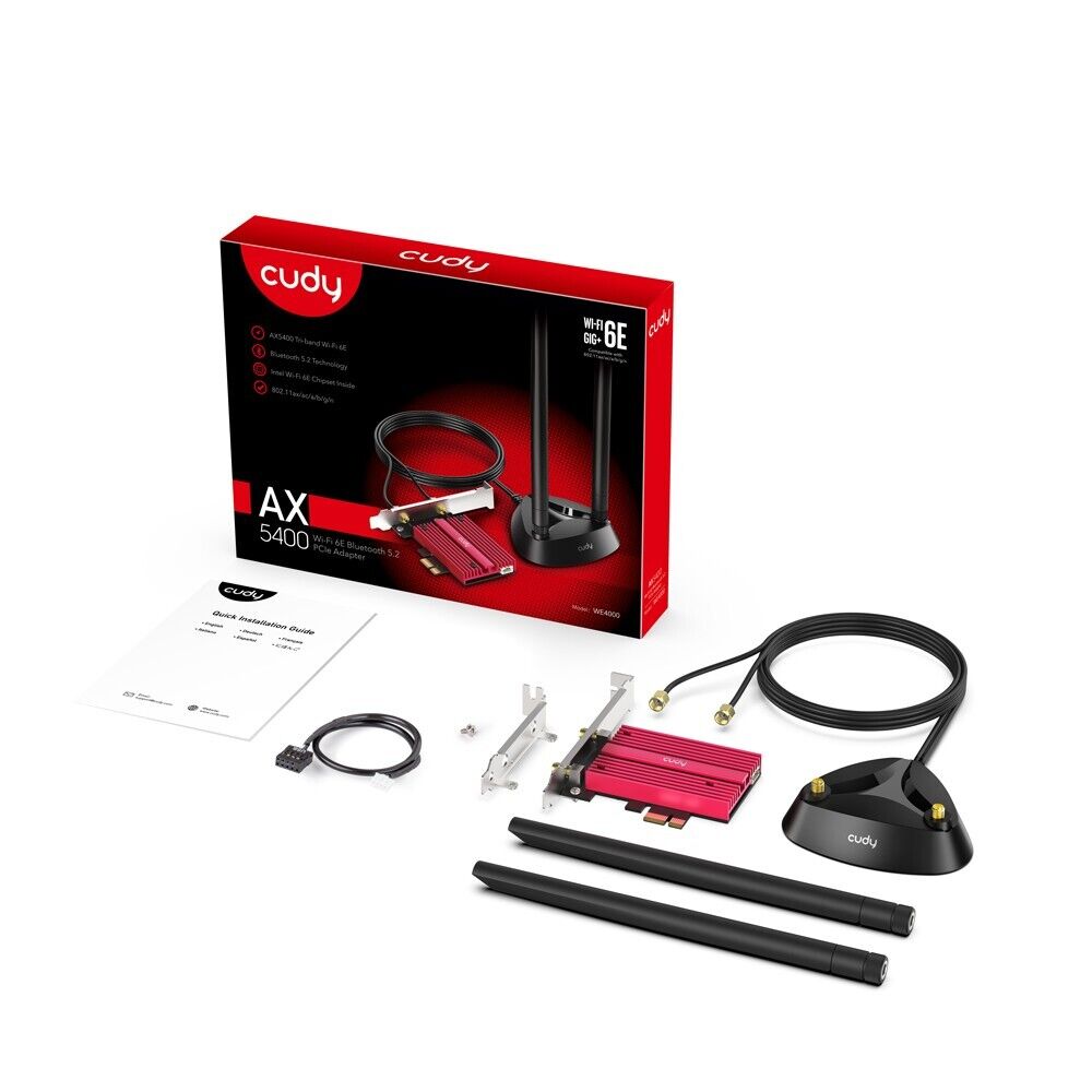 Cudy WE4000 | AX5400 Wireless Tri-Band Wi-Fi 6/6E Bluetooth 5.2 PCI Express Card