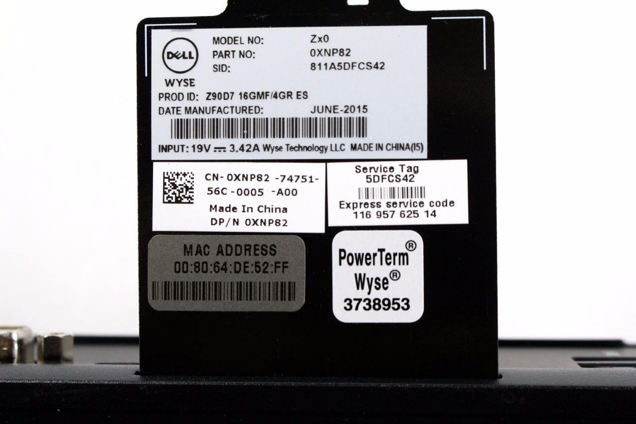 Dell Wyse Zx0-Z90D7 Thin Client Z90D7 1.65GHz 16GB Flash 4GB RAM ES 0XNP82-XNP82