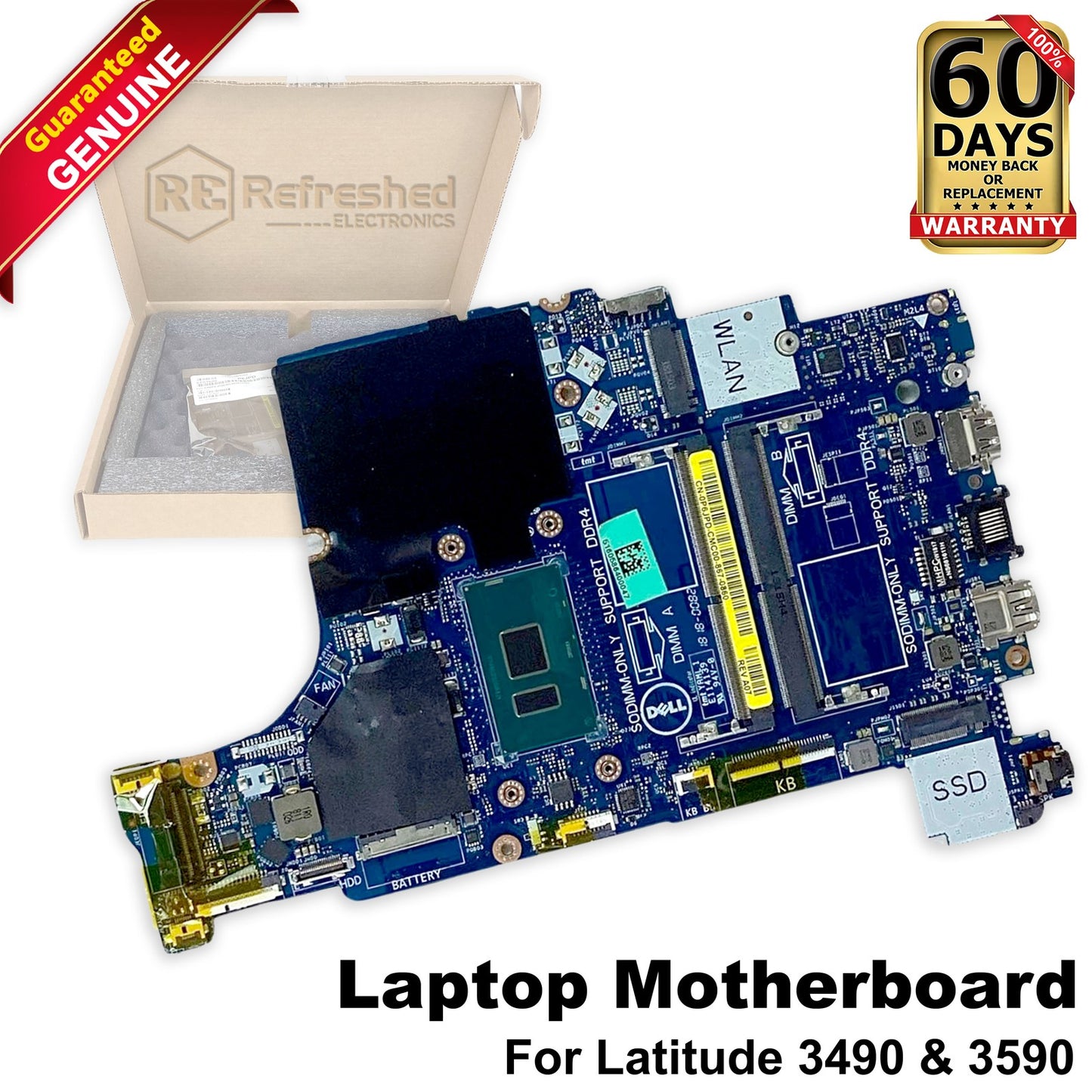 Dell Latitude 3490 3590 Laptop Motherboard Core i3-7130 2.7GHz LA-F115P P6JPD