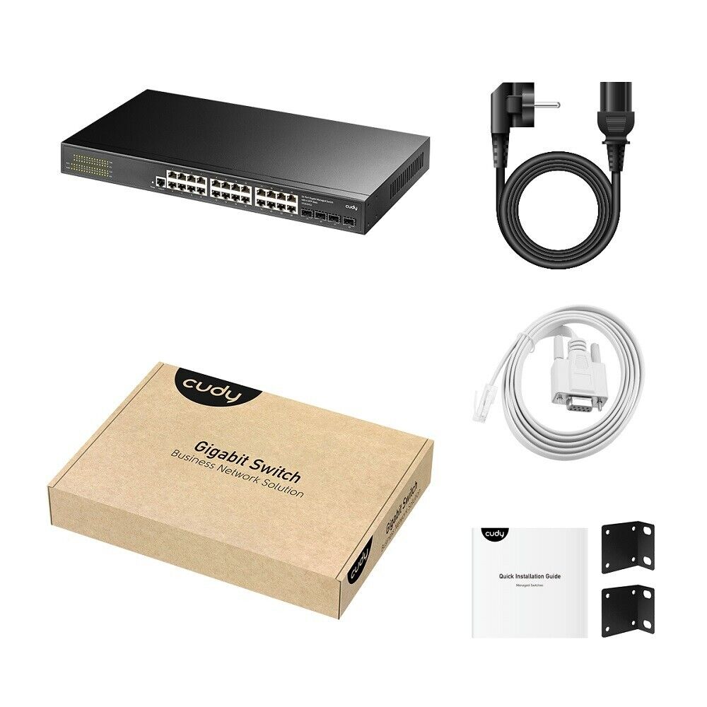 Cudy GS2024S2 | 24-Port 1GbE Gigabit Managed Rack-Mount Switch | 4* Gigabit SFP
