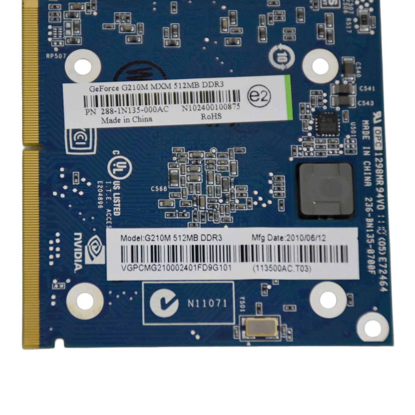 NVIDIA GeForce G210M Video Graphics Card 512 MB DDR3 64-bit 1500MHz VG.PCMG2.100
