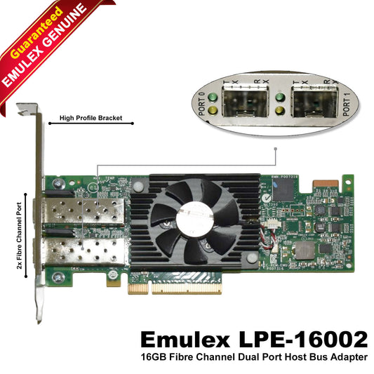 Emulex LPe16002 Dual Port 16Gb Fibre Channel HBA PCIe 3.0 16G Adapter Card