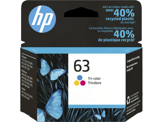 HP 63 Tri-color Original Ink Cartridge, ~150 pages, F6U61AN#140