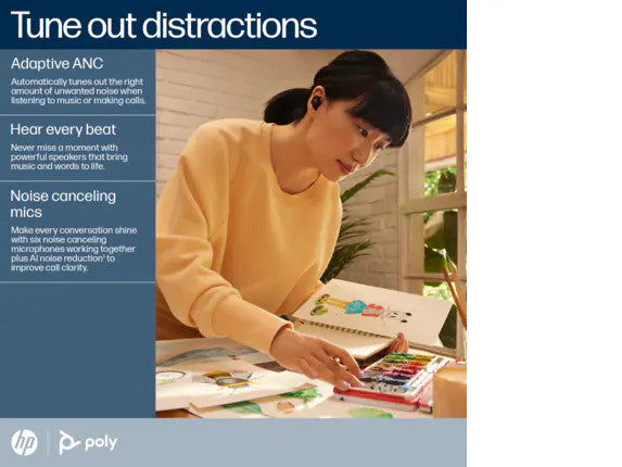 Poly Voyager Free 20 Black Earbuds +Basic Charge Case