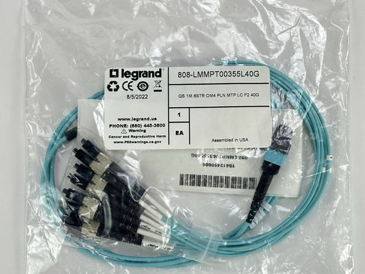 Legrand 808-LMMPT00355L40G Fiber Optic Cable 1M MTP-LC 40/100 Gigabit Multimode