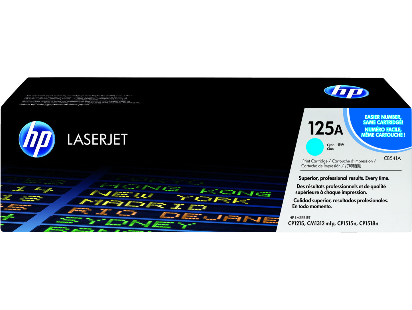 HP 125A Cyan Original LaserJet Toner Cartridge, ~1,400 pages, CB541A