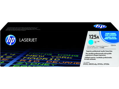 HP 125A Cyan Original LaserJet Toner Cartridge, ~1,400 pages, CB541A