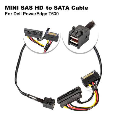 Lot 2 Dell PowerEdge T630 18.5" Mini-SAS HD SFF-8643 to SFF-8482 SAS SATA Cable (NOT FOR HOME PC)
