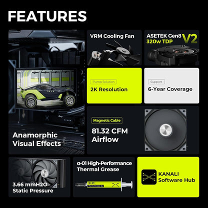 TRYX Panorama 360 Asetek 8th Gen V2 Non-ARGB AIO Cooler (Black) L-P360N-DS3M-G1K