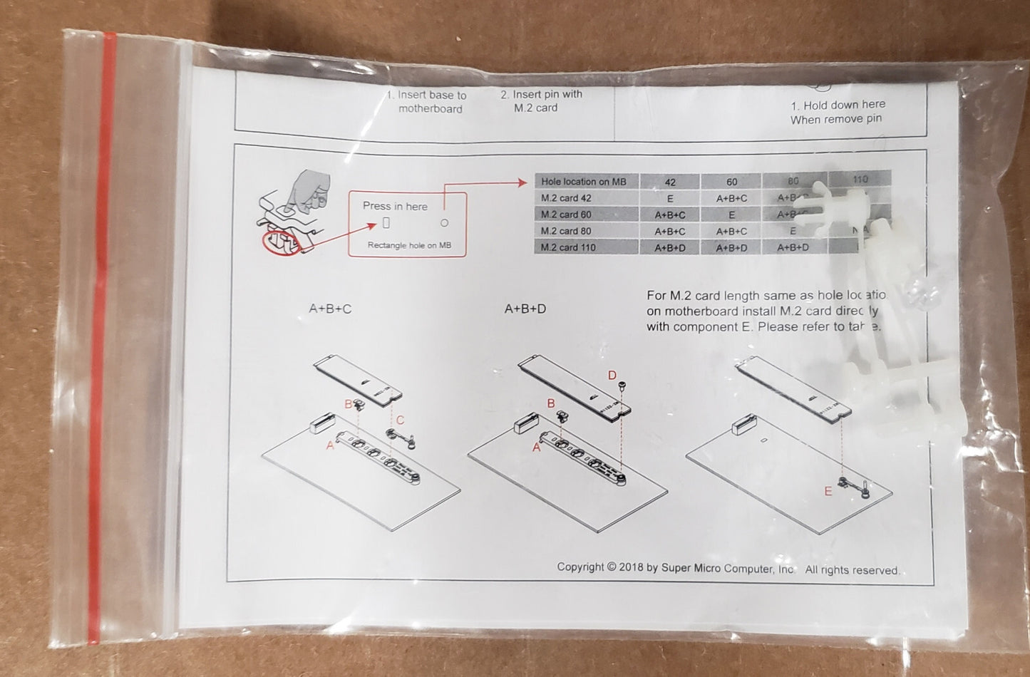 SuperMicro MCP-450-00006-0N Plastic M.2 holder kit for X11 MB