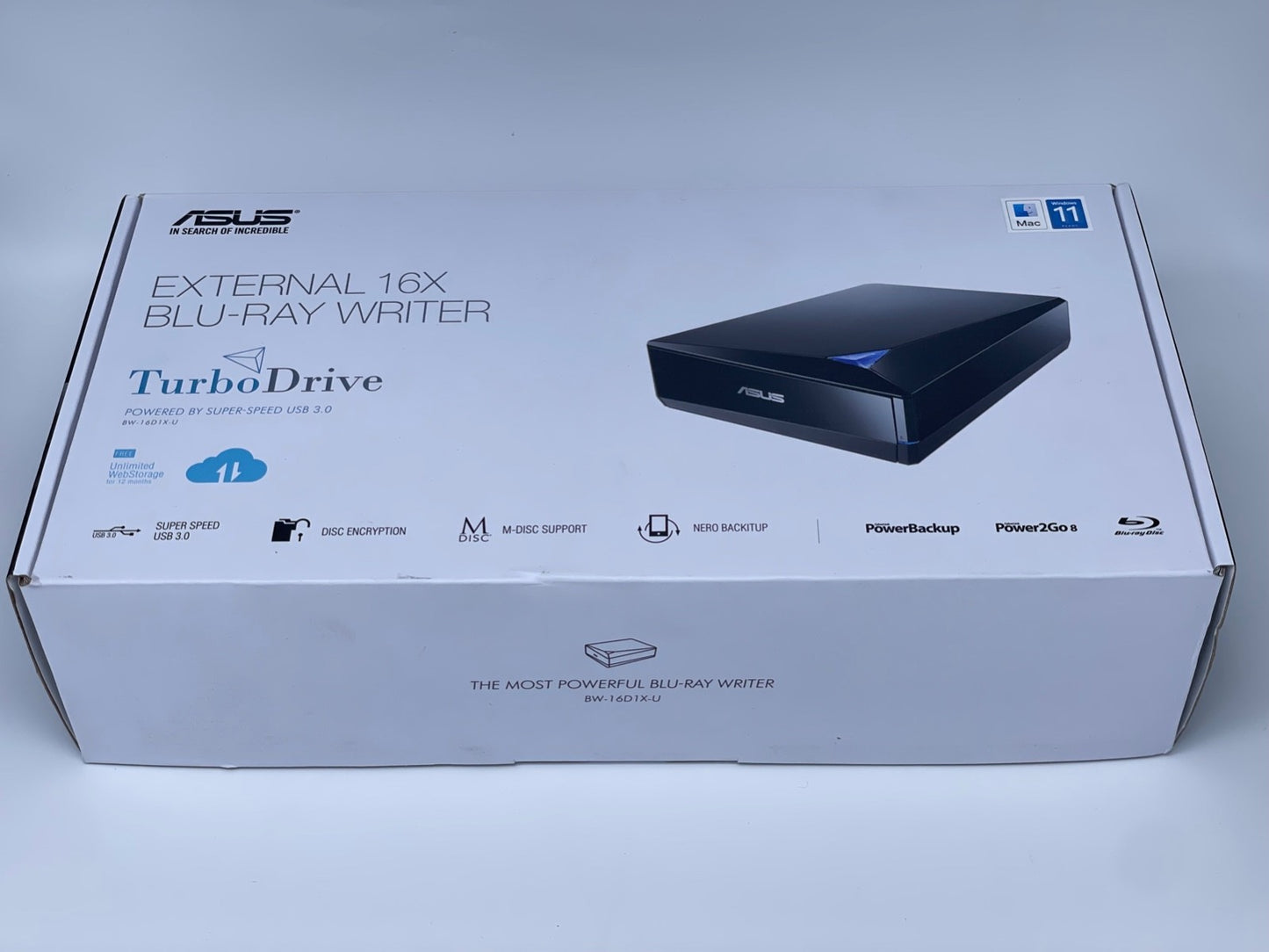 ASUS EXTERNAL 16X BLU-RAY WRITER Drive USB 3.0 BW-1601X-U