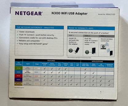 NETGEAR N300 Mbps WNA3100 WIRELESS WIFI Receiver USB ADAPTER Antenna Kit +Stand