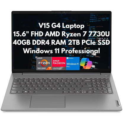 New Lenovo V15 Gen 4 15.6" FHD 8-Core Ryzen 7 7730U 40GB 2TB SSD Webcam Win11Pro