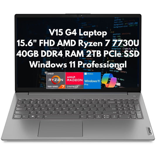 New Lenovo V15 Gen 4 15.6" FHD 8-Core Ryzen 7 7730U 40GB 2TB SSD Webcam Win11Pro