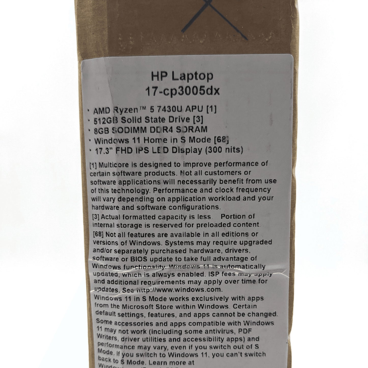 HP Laptop 17-cp3005dx 17.3" AMD Ryzen 5 7430U 8GB DDR4 512GB SSD Windows 11