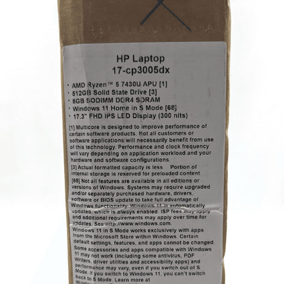 HP Laptop 17-cp3005dx 17.3" AMD Ryzen 5 7430U 8GB DDR4 512GB SSD Windows 11