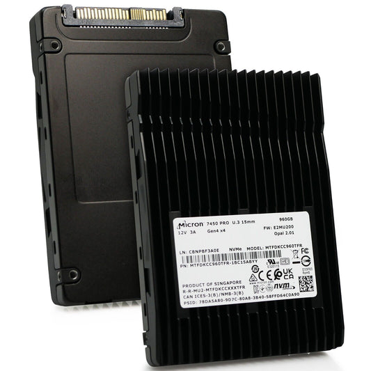 Micron 7450 Pro 960GB PCIe 4.0x4 NVMe U.3 Opal 2.01 Enterprise SSD MTFDKCC960TFR