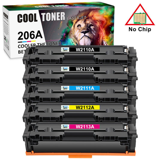 5-PK Toner Compatible with HP 206A LaserJet Pro M255dw M283fdw M283fdn No Chip