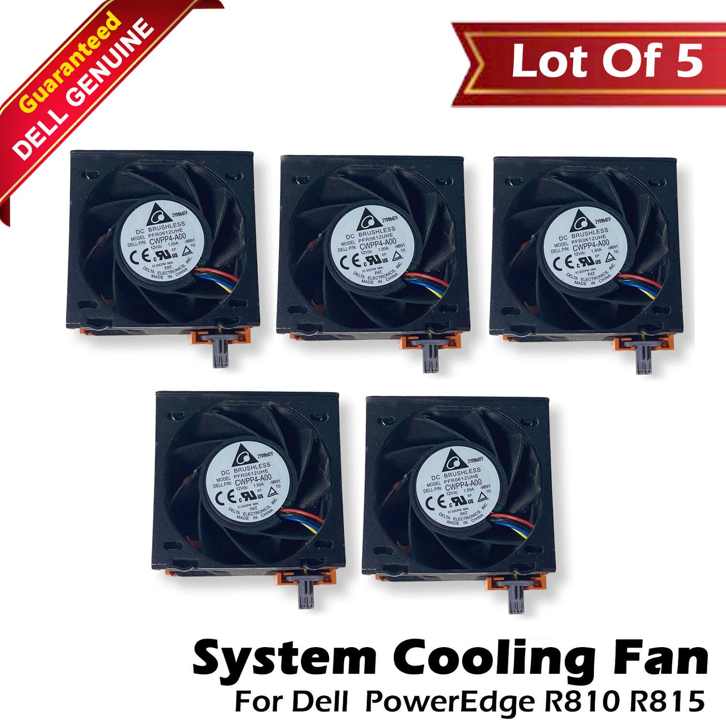 Lot of 5 Dell Redundant System Cooling Fan for PowerEdge R810/R815 419VC