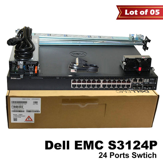 Lot of 5 Dell PowerSwitch S3124P 24-Ports 1GbE PoE+ L3 2x 10GbE Switch F8NYC