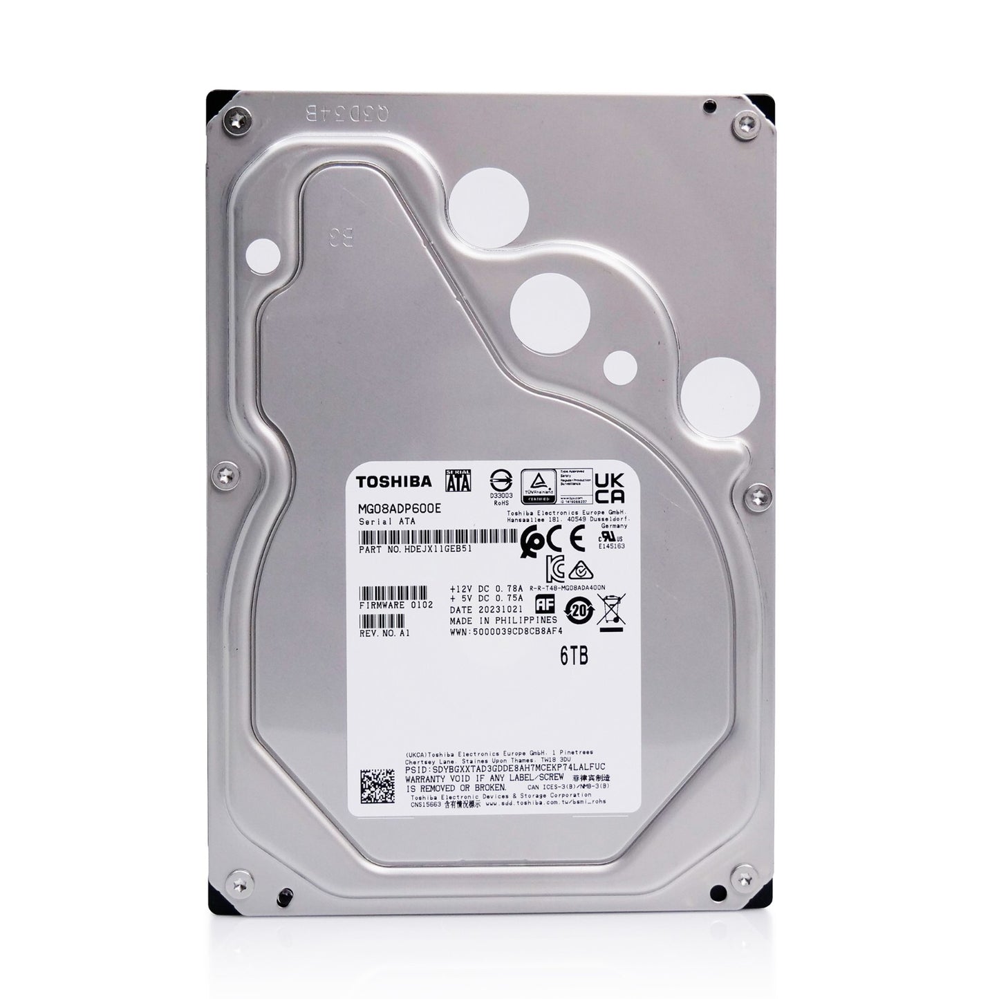 Toshiba MG08 6TB 7.2K RPM SATA 6Gb/s 3.5" Enterprise HDD - MG08ADP600E