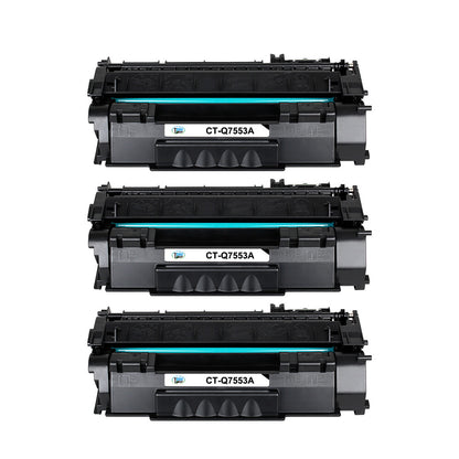 3x Black Toner Compatible with HP Q7553A 53A LaserJet M2727nf MFP P2015d P2015dn