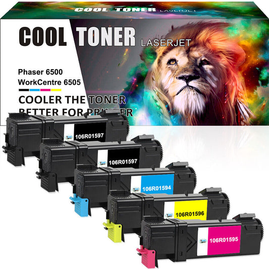 5 Pack Set for 106R01597 Toner Xerox Phaser 6500 6500N 6500DN Workcentre 6505